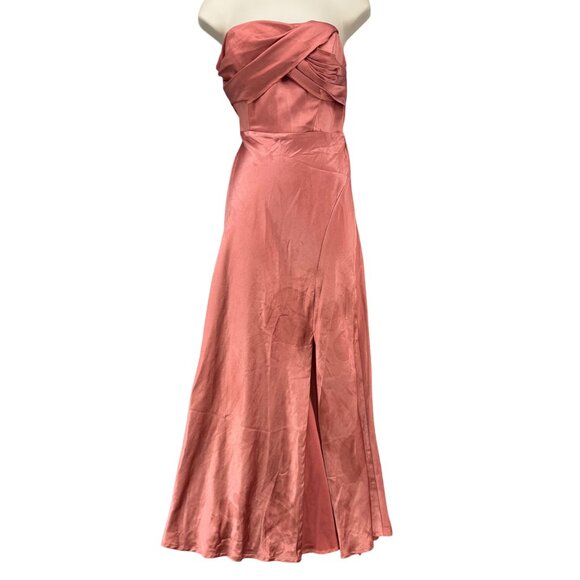 Here Comes The Sun Dresses & Skirts - Here Comes The Sun Maxi Dress Gown Pink Satin Strapless Formal Size M